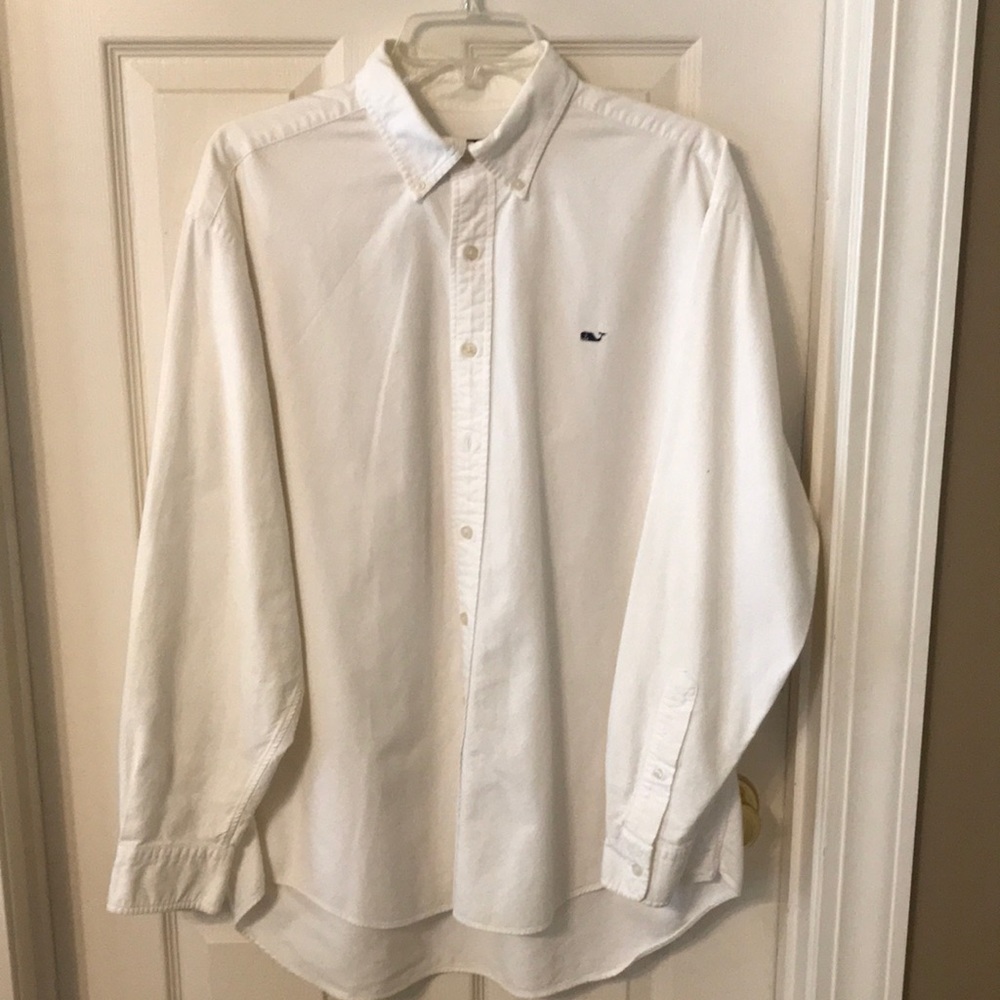 VINEYARD VINES LS Whale shirt Sz L color is IVORY NOT WHITE 100% cotton